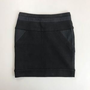 IRO Faolan Mini Skirt SZ 40 Contrast Panel Stretch Heavy Knit Cotton Blend Black